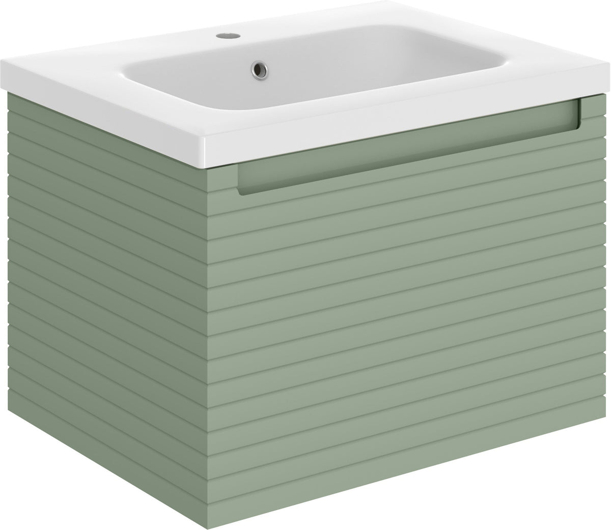 Orient 615mm Wall Hung 1 Drawer Basin Unit & 1TH Basin - Matt Willow Green