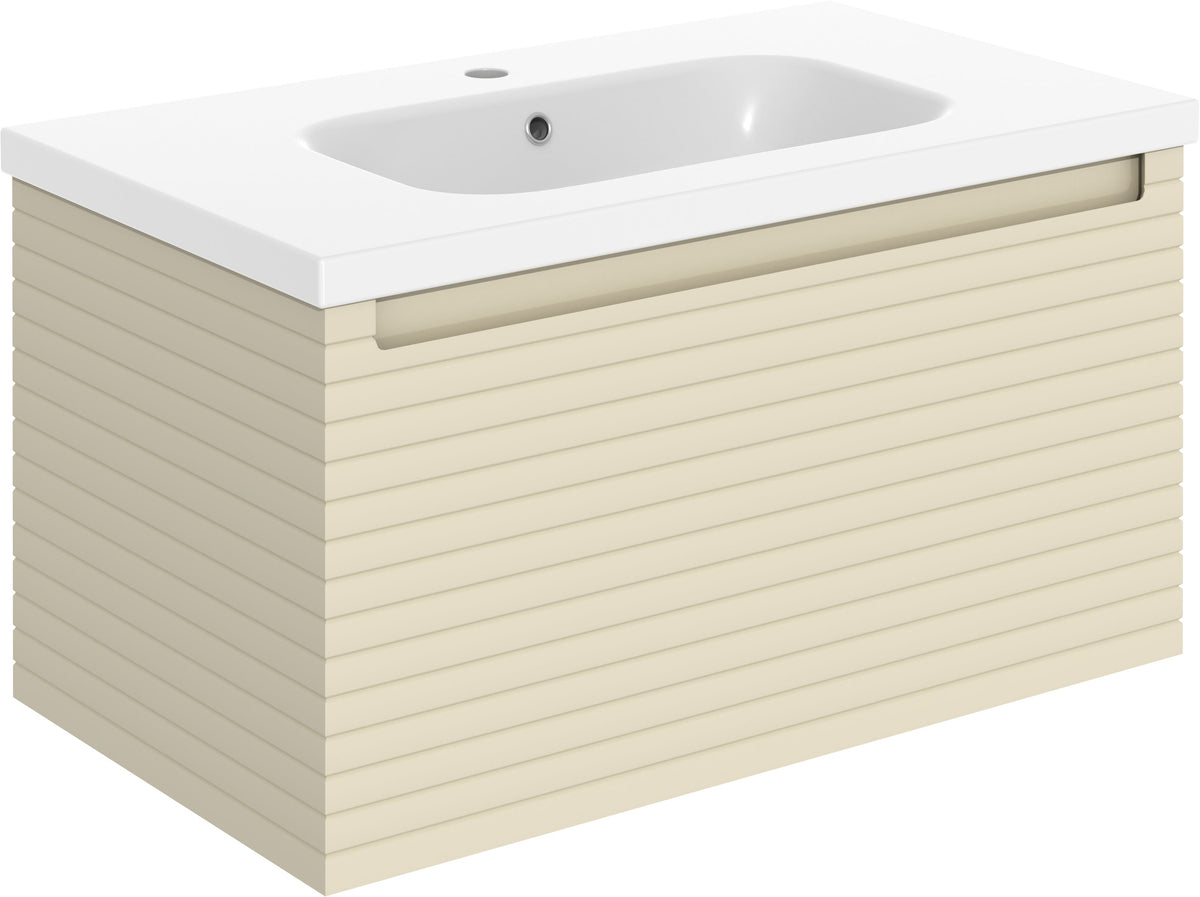Orient 815mm Wall Hung 1 Drawer Basin Unit & 1TH Basin - Matt Cotton