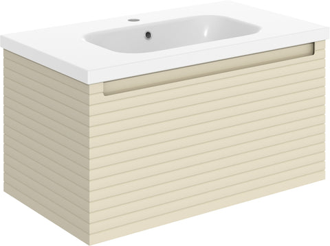 Orient 815mm Wall Hung 1 Drawer Basin Unit & 1TH Basin - Matt Cotton