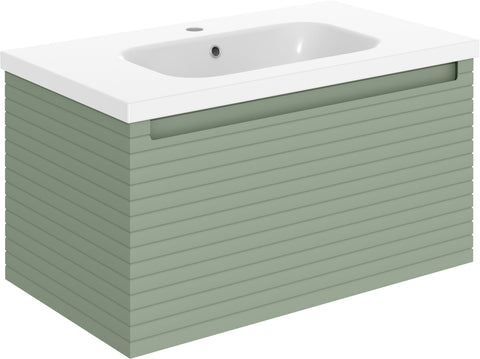 Orient 815mm Wall Hung 1 Drawer Basin Unit & 1TH Basin - Matt Willow Green