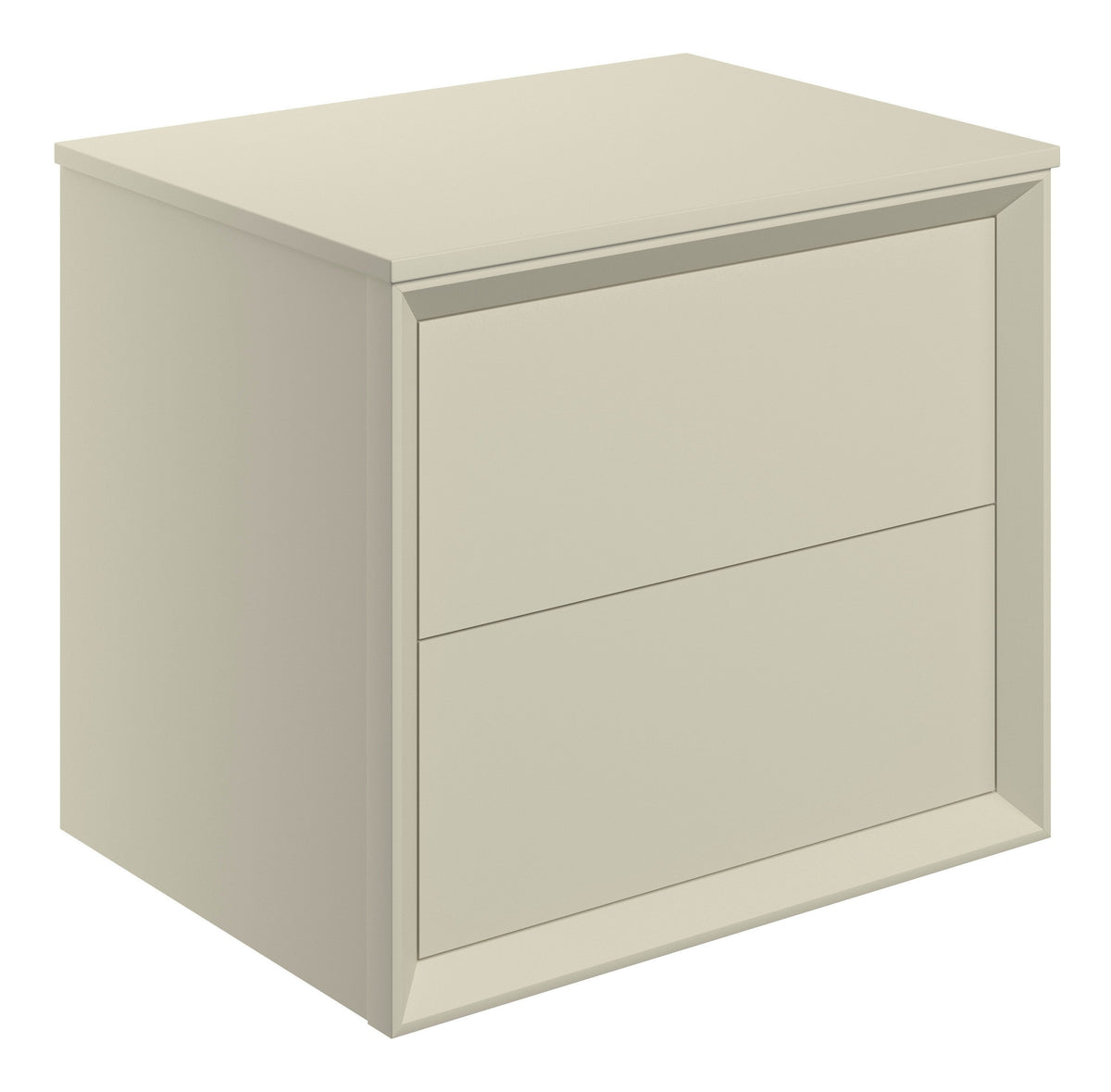 Press 610mm Wall Hung 2 Drawer Basin Unit & Top - Matt Cotton