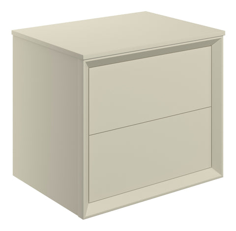 Press 610mm Wall Hung 2 Drawer Basin Unit & Top - Matt Cotton