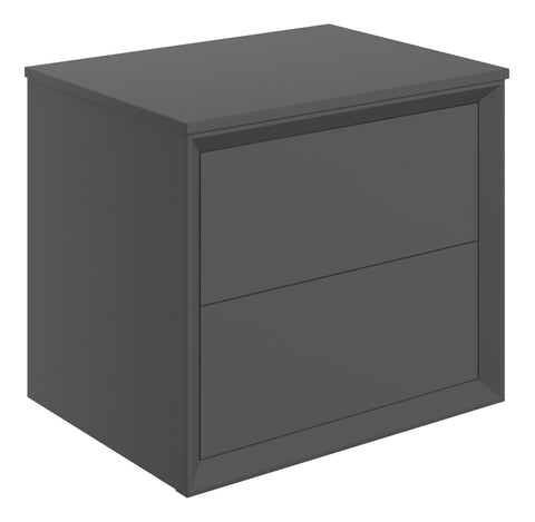 Press 610mm Wall Hung 2 Drawer Basin Unit & Top - Matt Clay