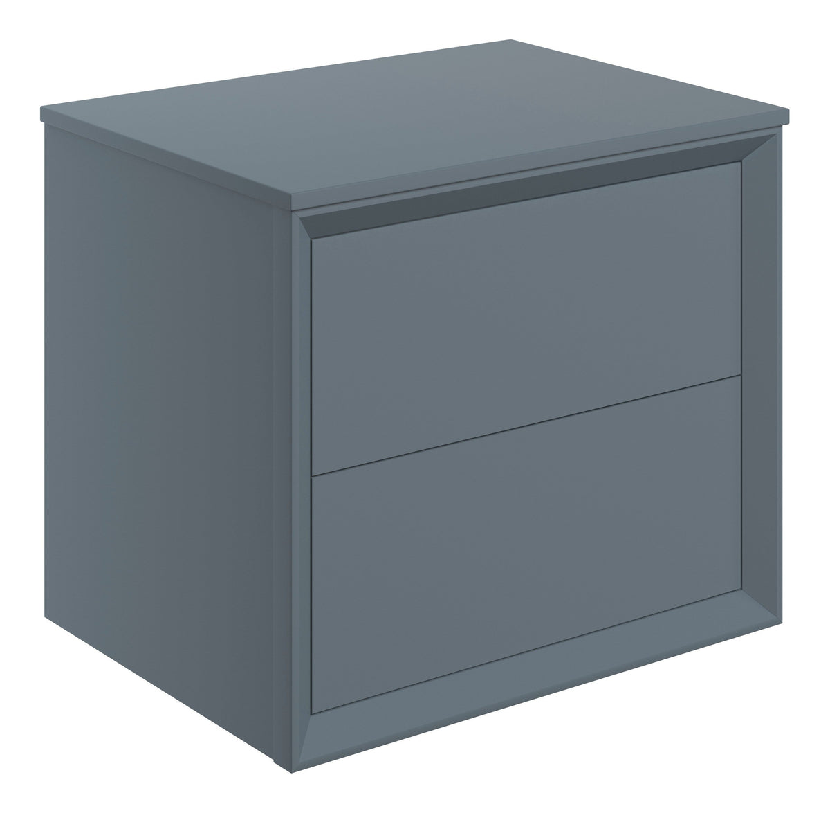 Press 610mm Wall Hung 2 Drawer Basin Unit & Top - Matt Storm Blue