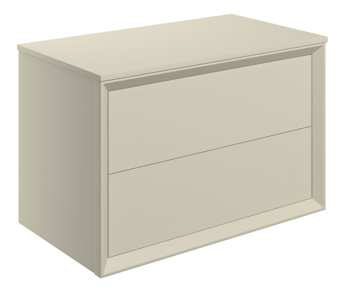 Press 810mm Wall Hung 2 Drawer Basin Unit & Top - Matt Cotton