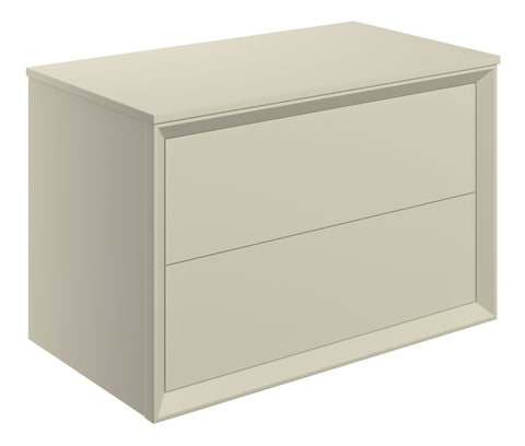 Press 810mm Wall Hung 2 Drawer Basin Unit & Top - Matt Cotton
