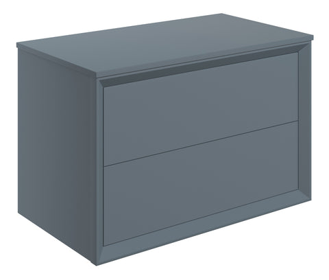 Press 810mm Wall Hung 2 Drawer Basin Unit & Top - Matt Storm Blue