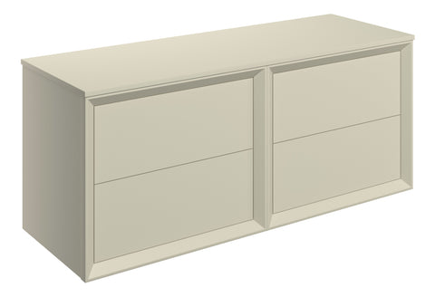 Press 1210mm Wall Hung 4 Drawer Basin Unit Run & Top - Matt Cotton