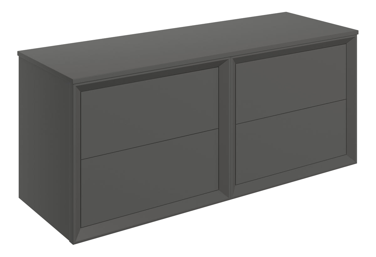 Press 1210mm Wall Hung 4 Drawer Basin Unit Run & Top - Matt Clay