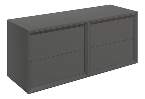 Press 1210mm Wall Hung 4 Drawer Basin Unit Run & Top - Matt Clay