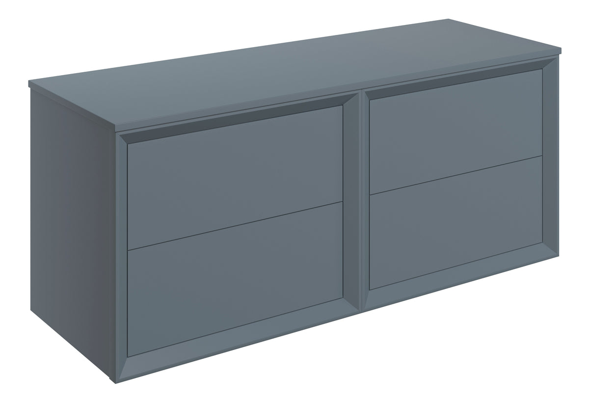 Press 1210mm Wall Hung 4 Drawer Basin Unit Run & Top - Matt Storm Blue