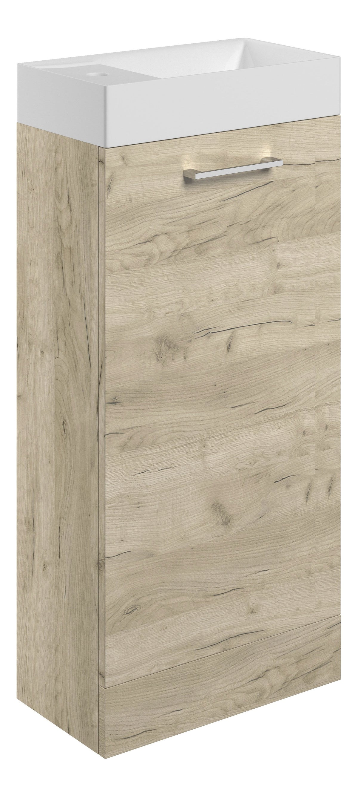 Volga 410mm Floor Standing 1 Door Basin Unit & 1TH Basin - Oak