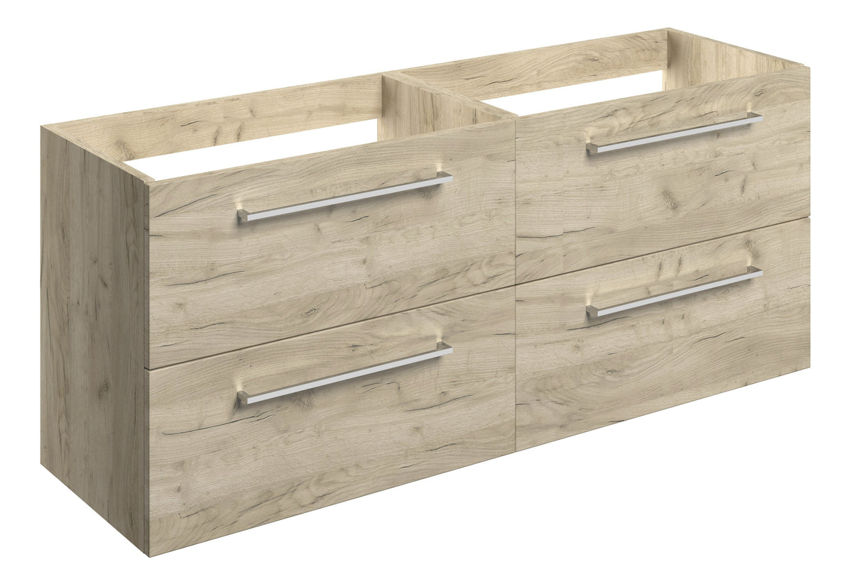 Volga 1180mm Wall Hung 2 Drawer Basin Unit Run (No Top) - Oak