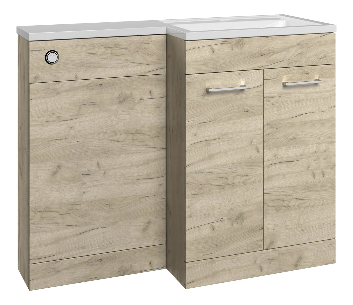 Ventura 1000mm F/S L-Shape Pack & Basin (RH) - Oak