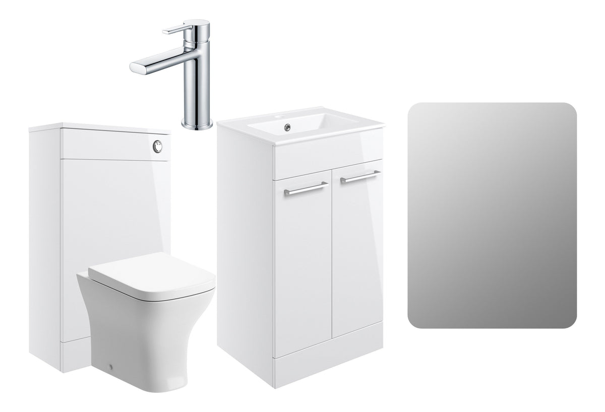 Volga 510mm F/S Furniture Pack - White Gloss w/Chrome Finishes