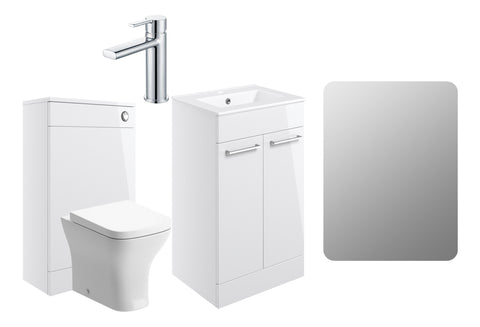 Volga 510mm F/S Furniture Pack - White Gloss w/Chrome Finishes