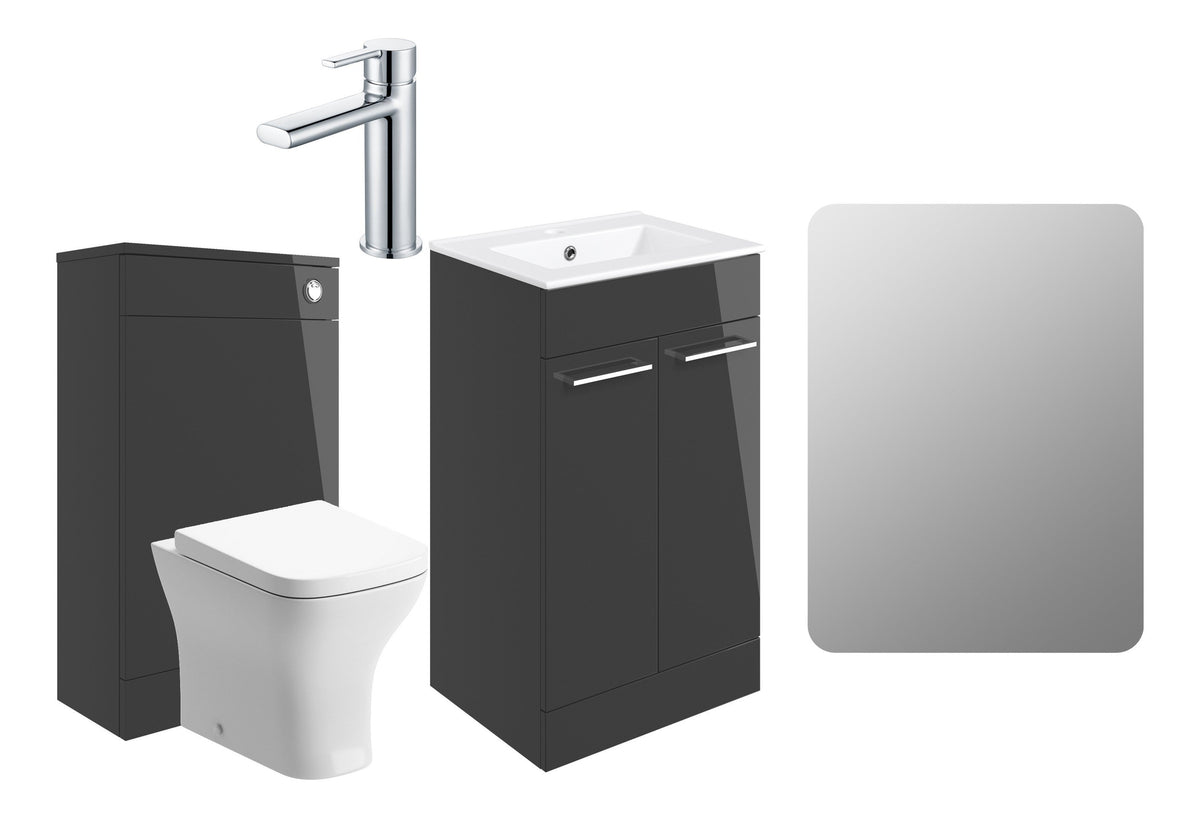 Volga 510mm F/S Furniture Pack - Anthracite Gloss w/Chrome Finishes