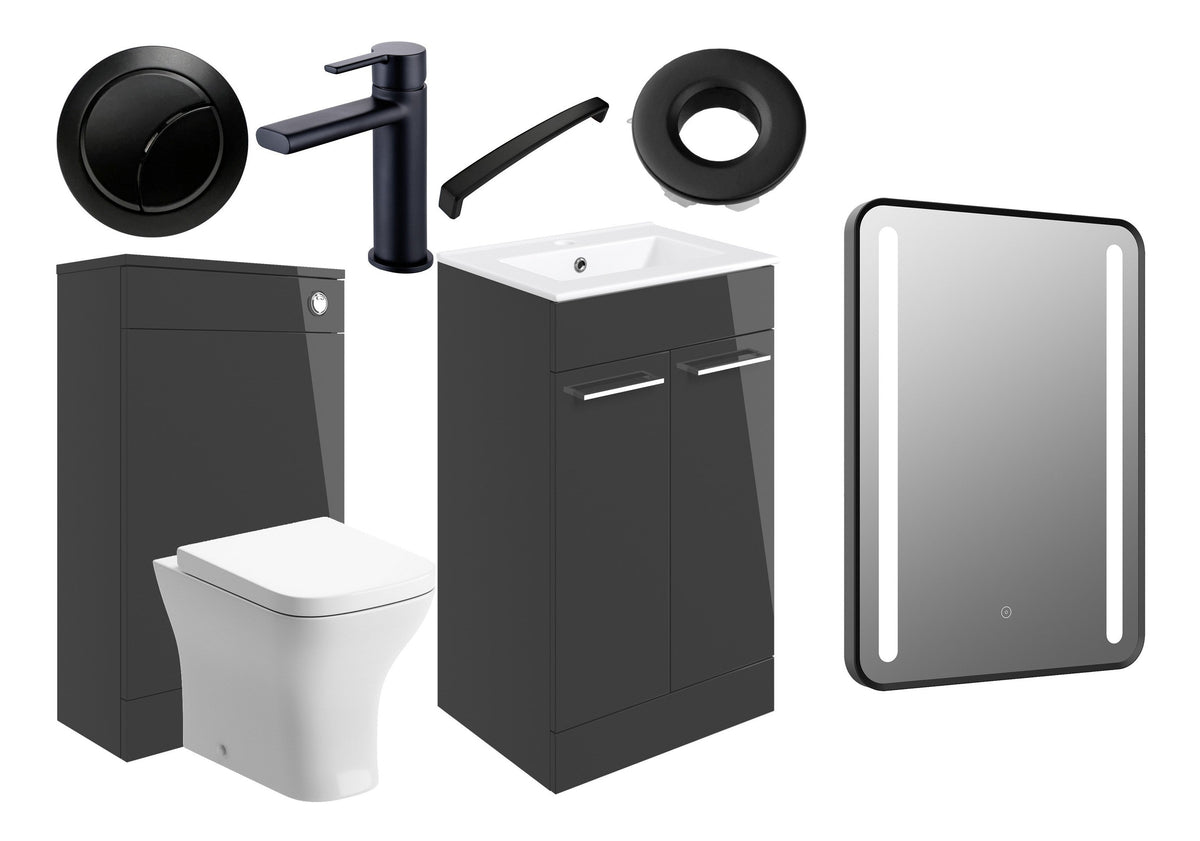 Volga 510mm F/S Furniture Pack - Anthracite Gloss w/Black Finishes