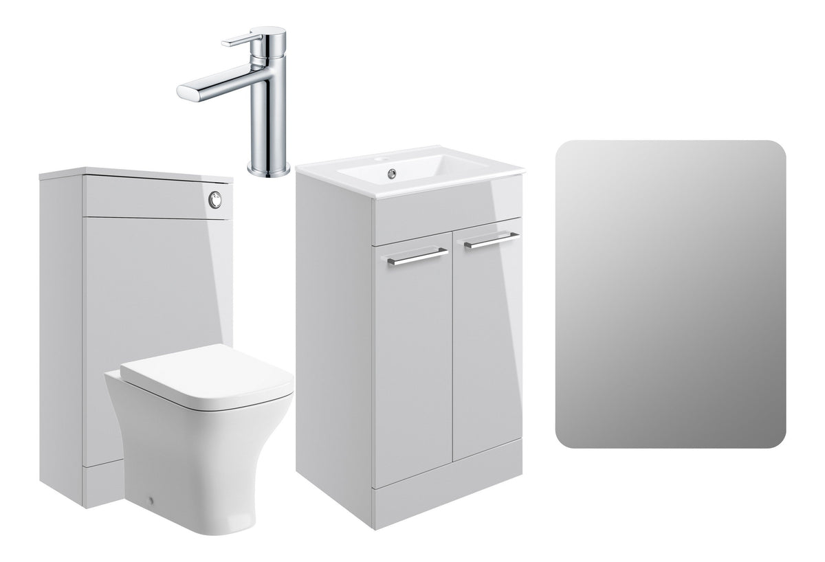 Volga 510mm F/S Furniture Pack - Grey Gloss w/Chrome Finishes