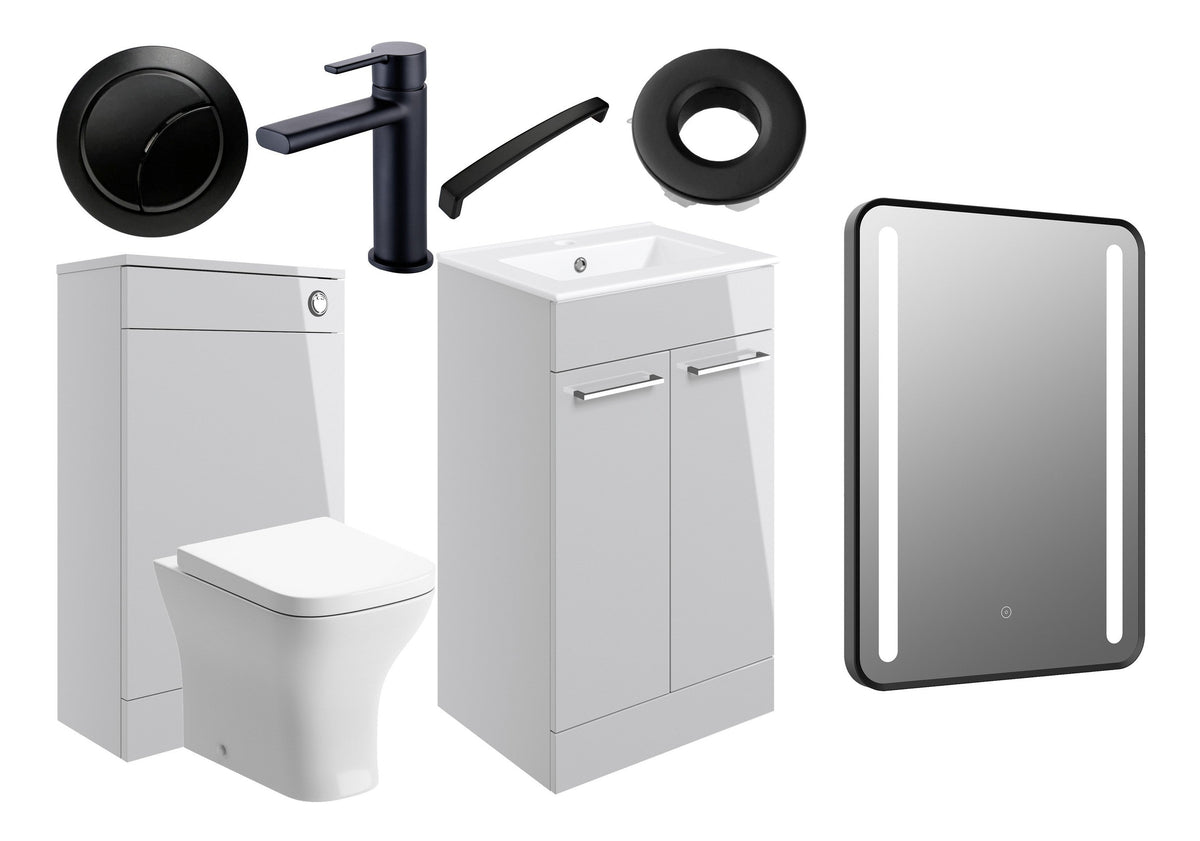 Volga 510mm F/S Furniture Pack - Grey Gloss w/Black Finishes