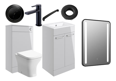 Volga 510mm F/S Furniture Pack - Grey Gloss w/Black Finishes