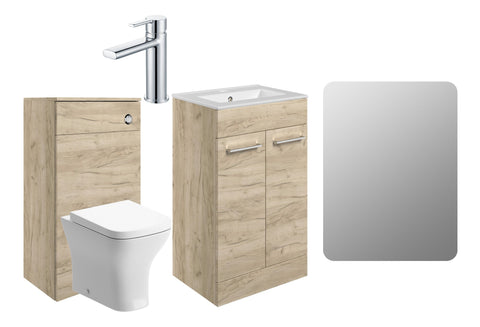 Volga 510mm F/S Furniture Pack - Oak w/Chrome Finishes