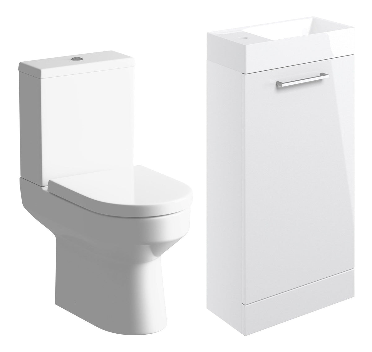 Volga 410mm F/S Basin Unit & C/C Toilet Pack - White Gloss