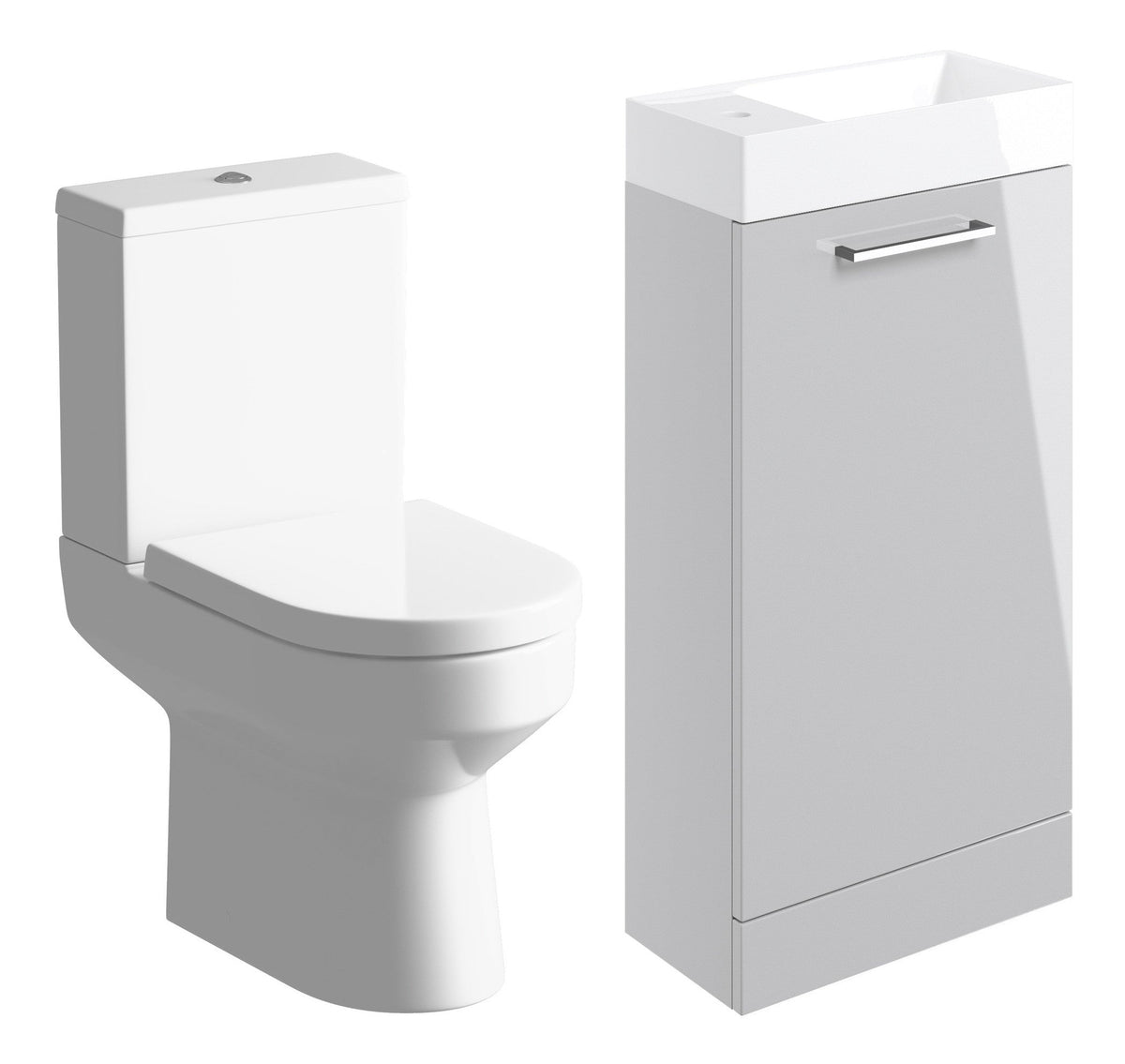 Volga 410mm F/S Basin Unit & C/C Toilet Pack - Grey Gloss