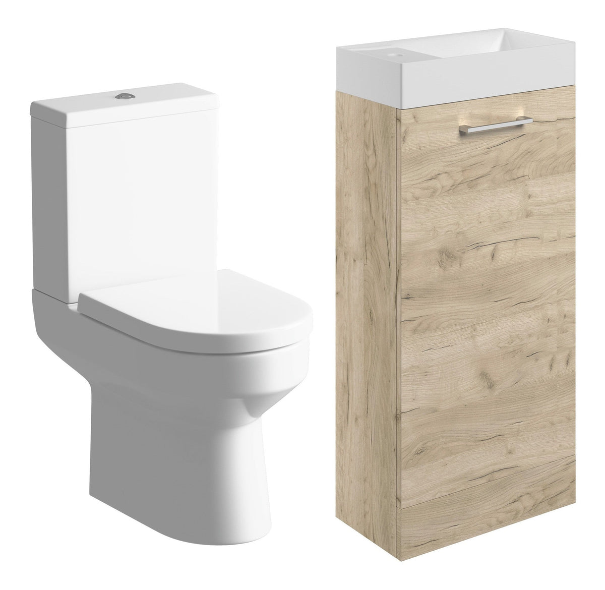 Volga 410mm F/S Basin Unit & C/C Toilet Pack - Oak