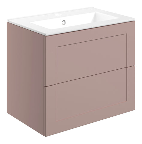 Maynard 615mm Wall Hung 2 Drawer Basin Unit & Basin - Matt Peony