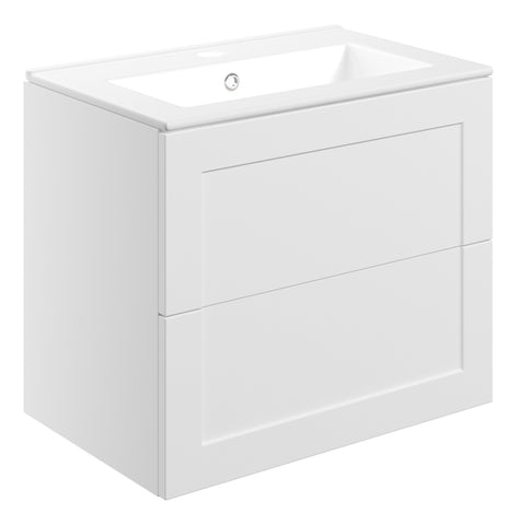 Maynard 615mm Wall Hung 2 Drawer Basin Unit & Basin - Matt White