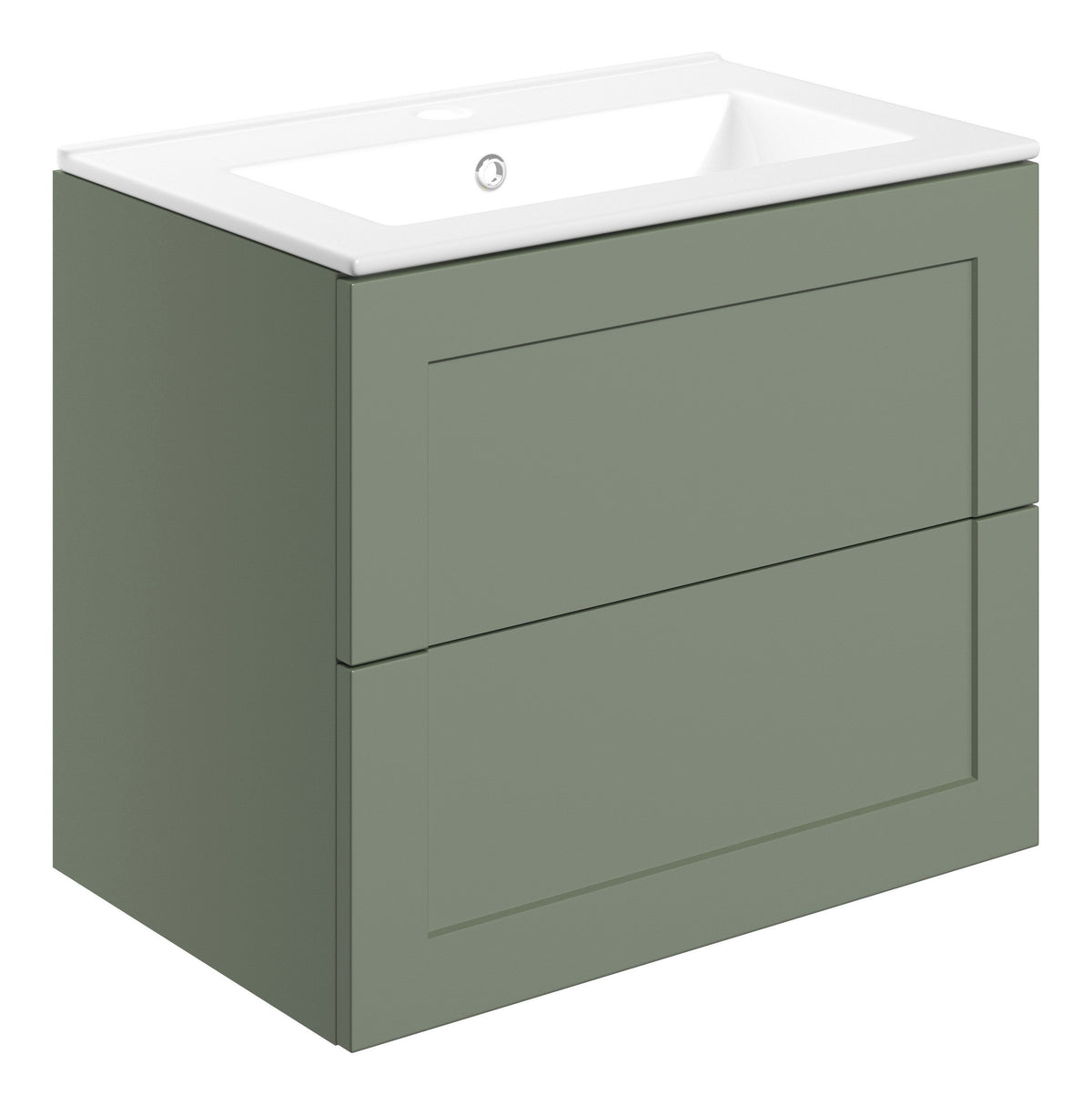 Maynard 615mm Wall Hung 2 Drawer Basin Unit & Basin - Matt Reed Green