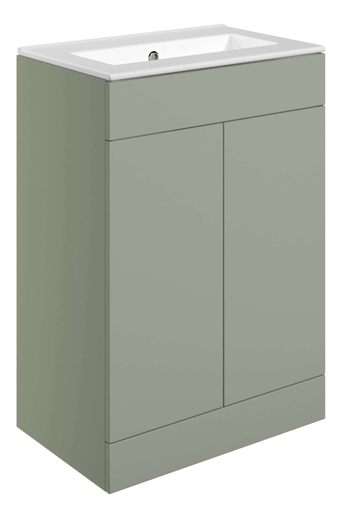 Stour 610mm Floor Standing 2 Door Basin Unit & 0TH Basin - Matt Olive Green