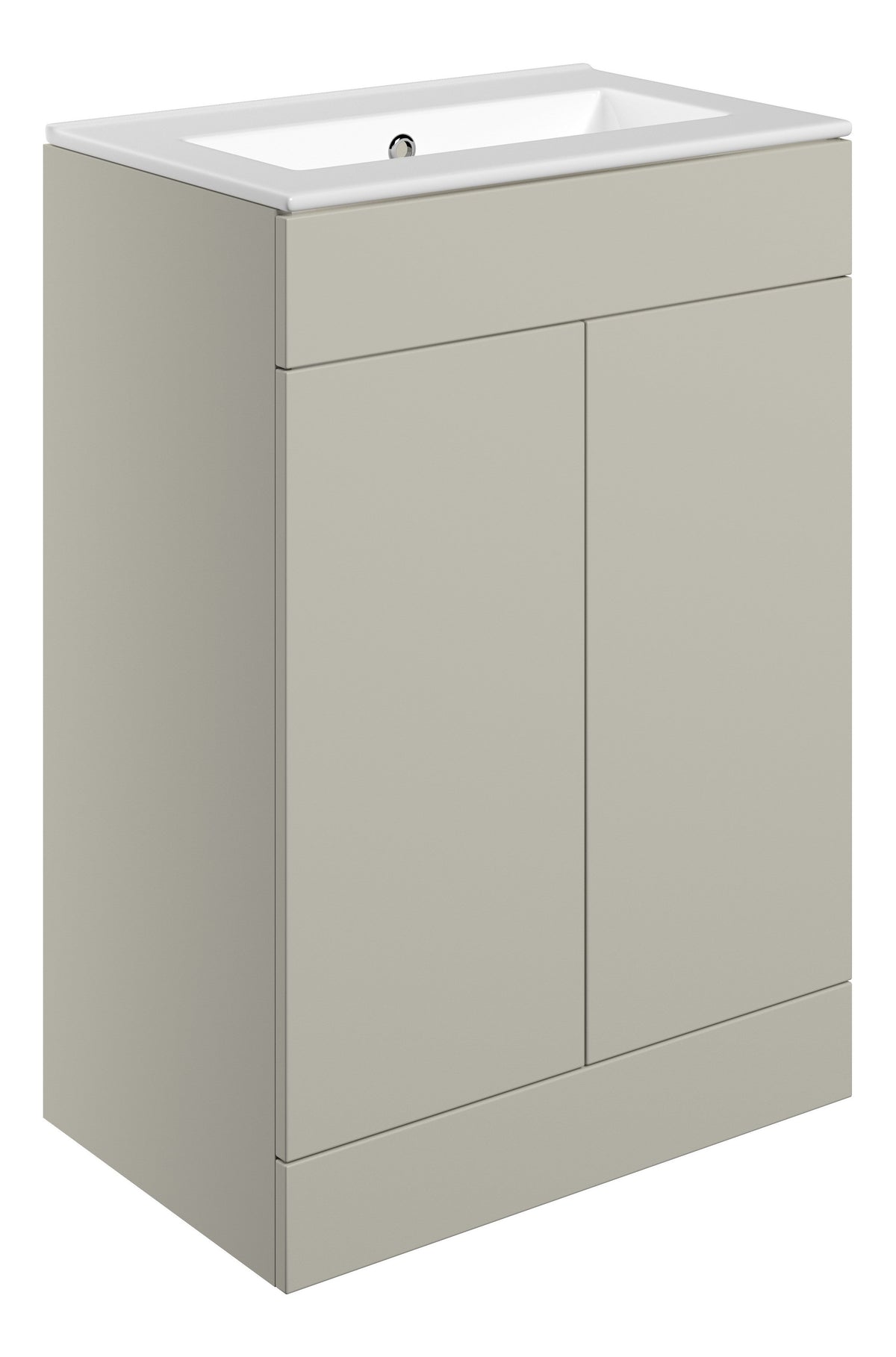 Stour 610mm Floor Standing 2 Door Basin Unit & 0TH Basin - Matt Latte