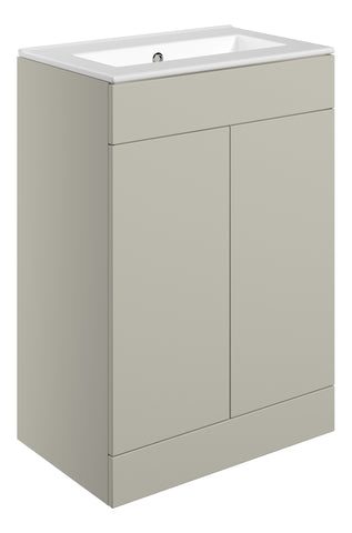 Stour 610mm Floor Standing 2 Door Basin Unit & 0TH Basin - Matt Latte