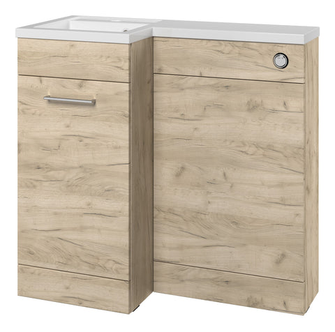 Ventura 900mm F/S L-Shape Pack & Basin (LH) - Oak