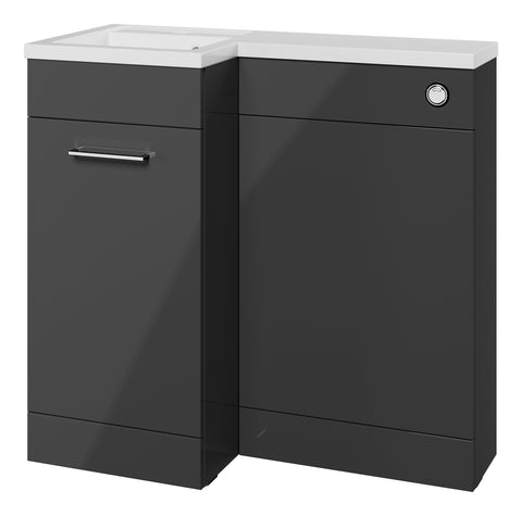 Ventura 900mm F/S L-Shape Pack & Basin (LH) - Anthracite Gloss