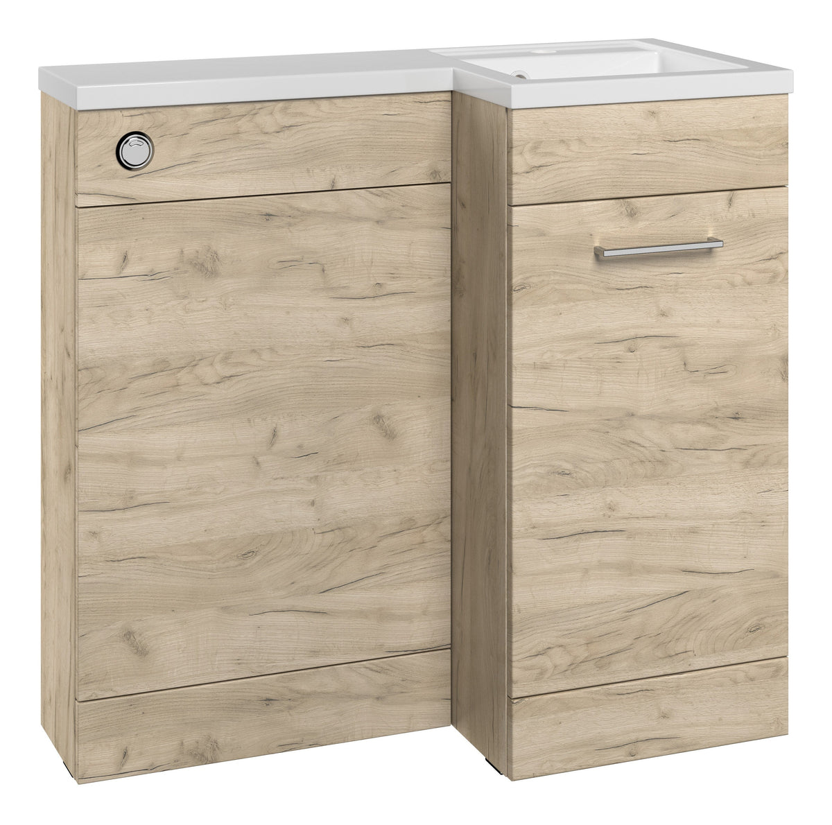 Ventura 900mm F/S L-Shape Pack & Basin (RH) - Oak