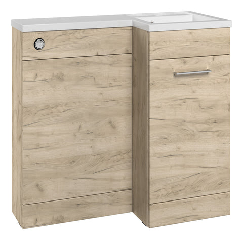Ventura 900mm F/S L-Shape Pack & Basin (RH) - Oak