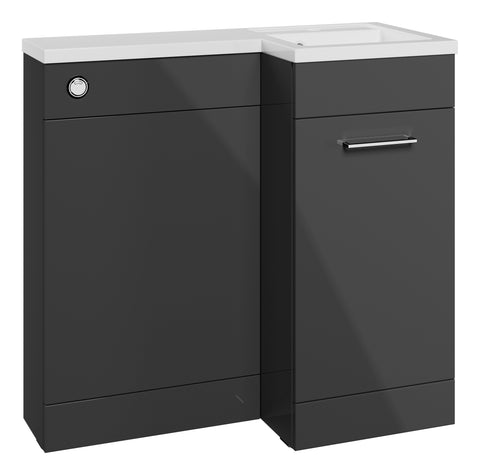 Ventura 900mm F/S L-Shape Pack & Basin (RH) - Anthracite Gloss