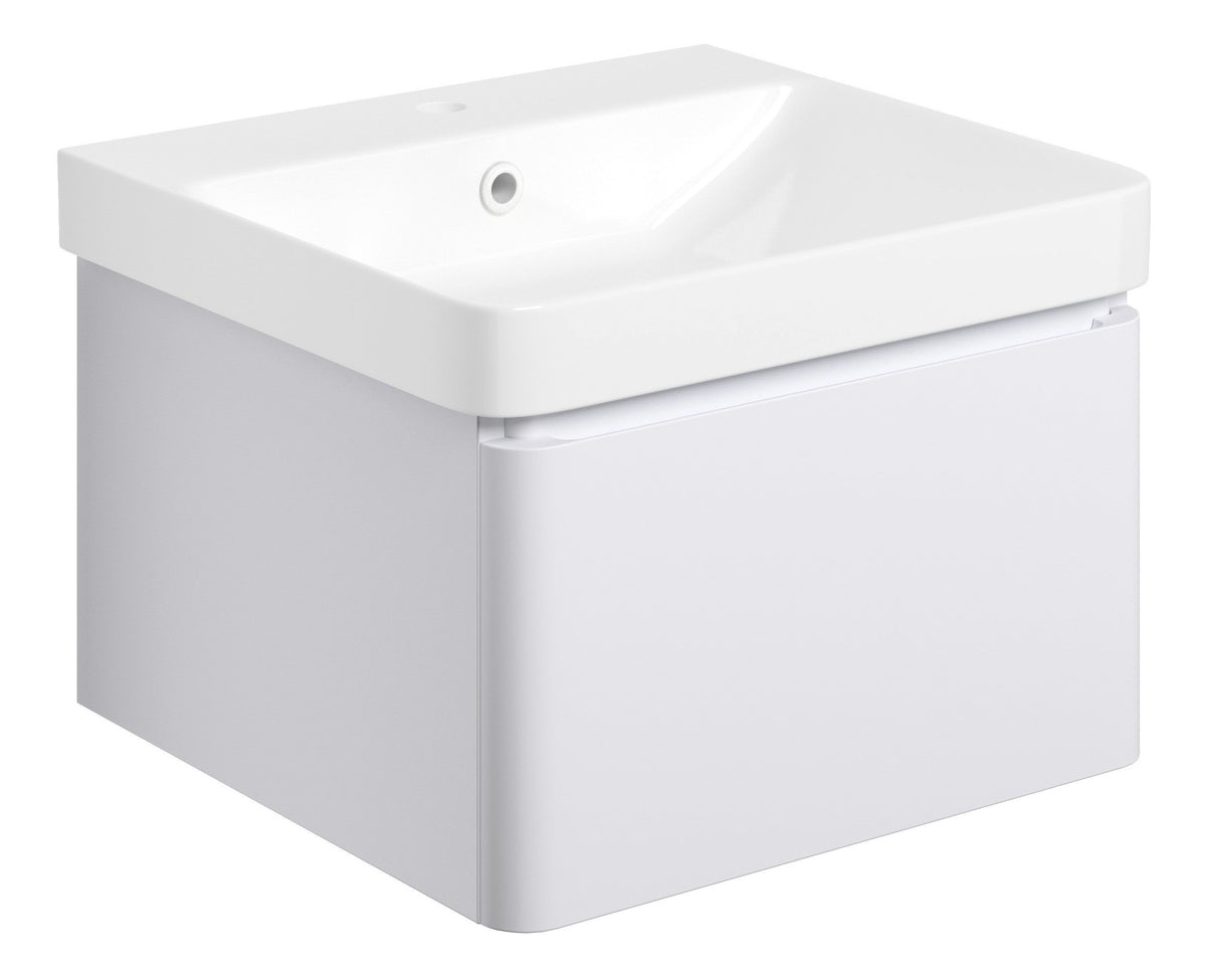 Cosie 500mm Wall Hung 1 Drawer Basin Unit & Basin - Matt White
