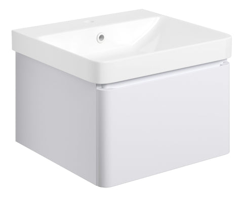 Cosie 500mm Wall Hung 1 Drawer Basin Unit & Basin - Matt White