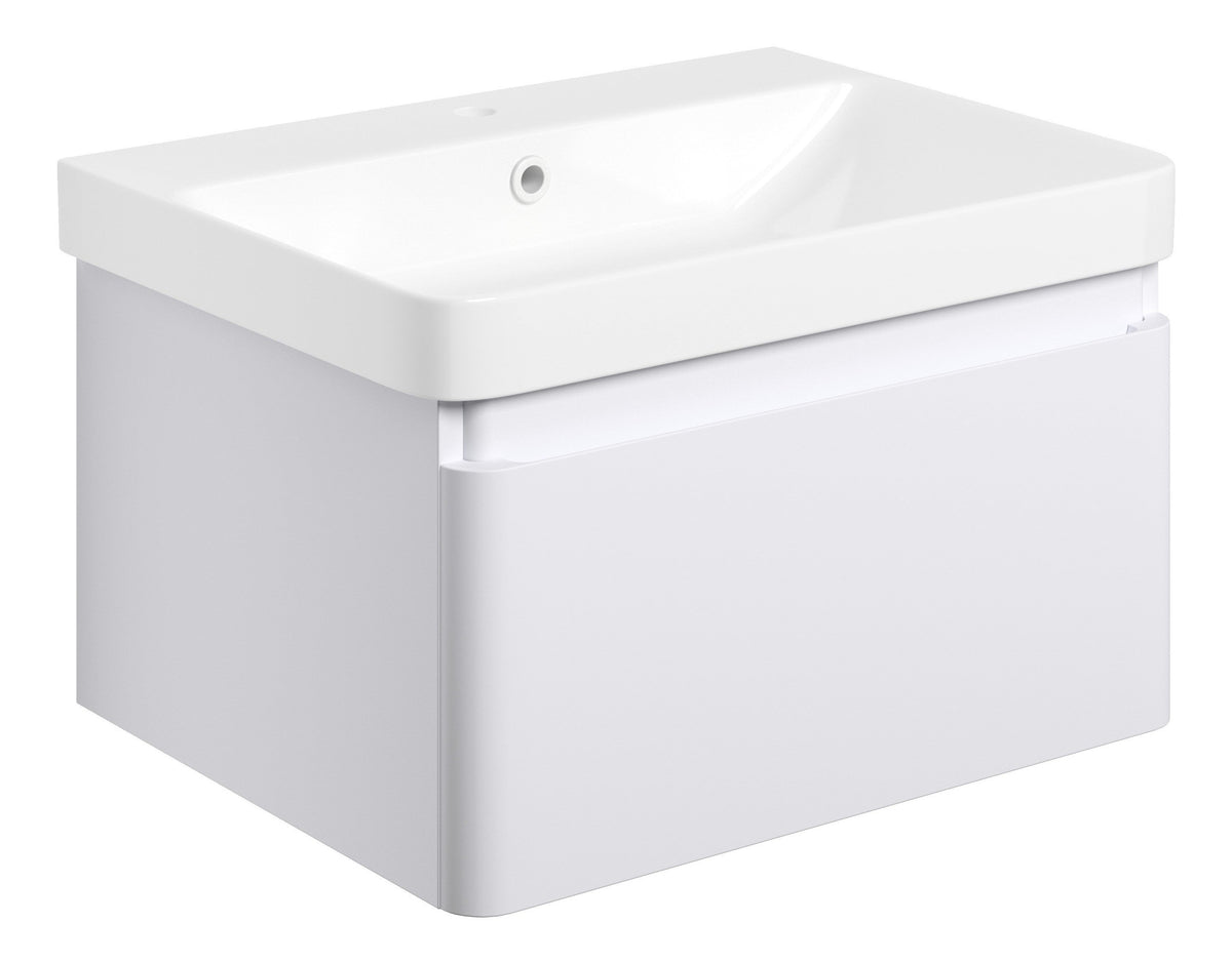 Cosie 605mm Wall Hung 1 Drawer Basin Unit & Basin - Matt White