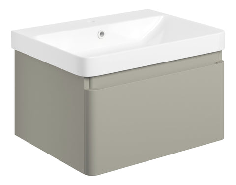 Cosie 605mm Wall Hung 1 Drawer Basin Unit & Basin - Matt Latte