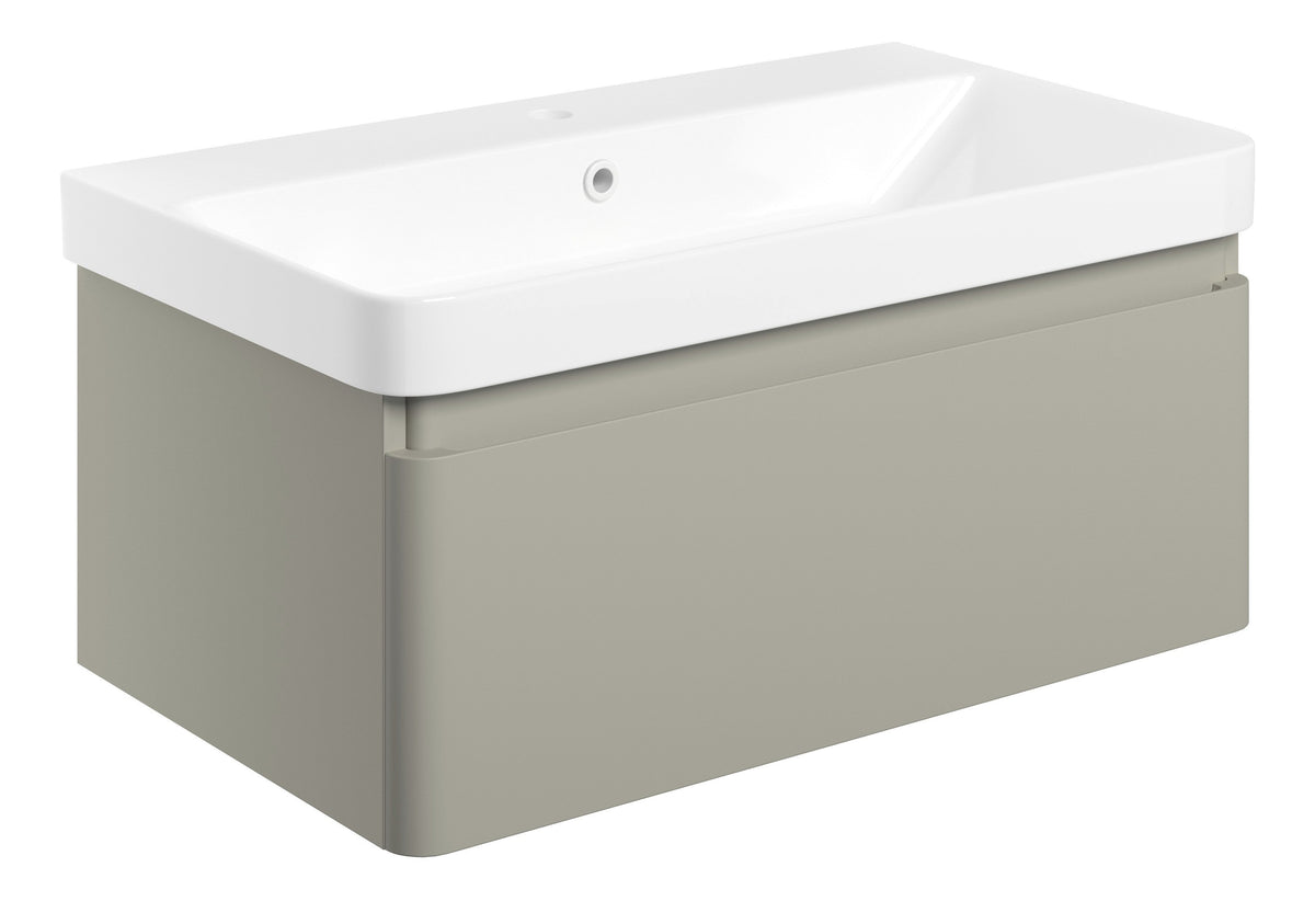 Cosie 805mm Wall Hung 1 Drawer Basin Unit & Basin - Matt Latte
