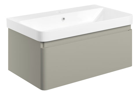 Cosie 805mm Wall Hung 1 Drawer Basin Unit & Basin - Matt Latte