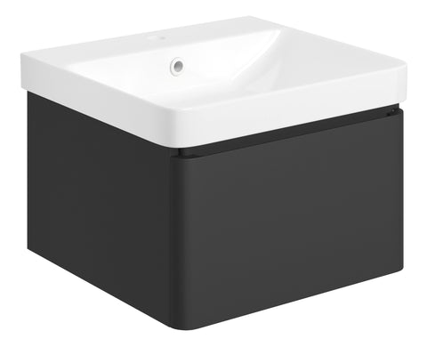 Cosie 500mm Wall Hung 1 Drawer Basin Unit & Basin - Matt Black