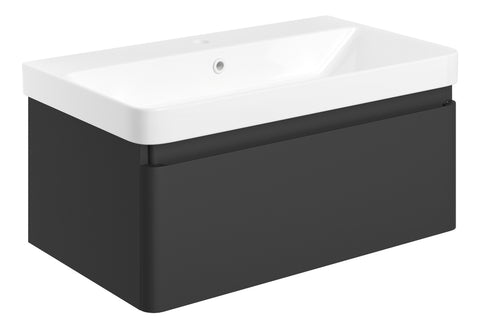 Cosie 805mm Wall Hung 1 Drawer Basin Unit & Basin - Matt Black
