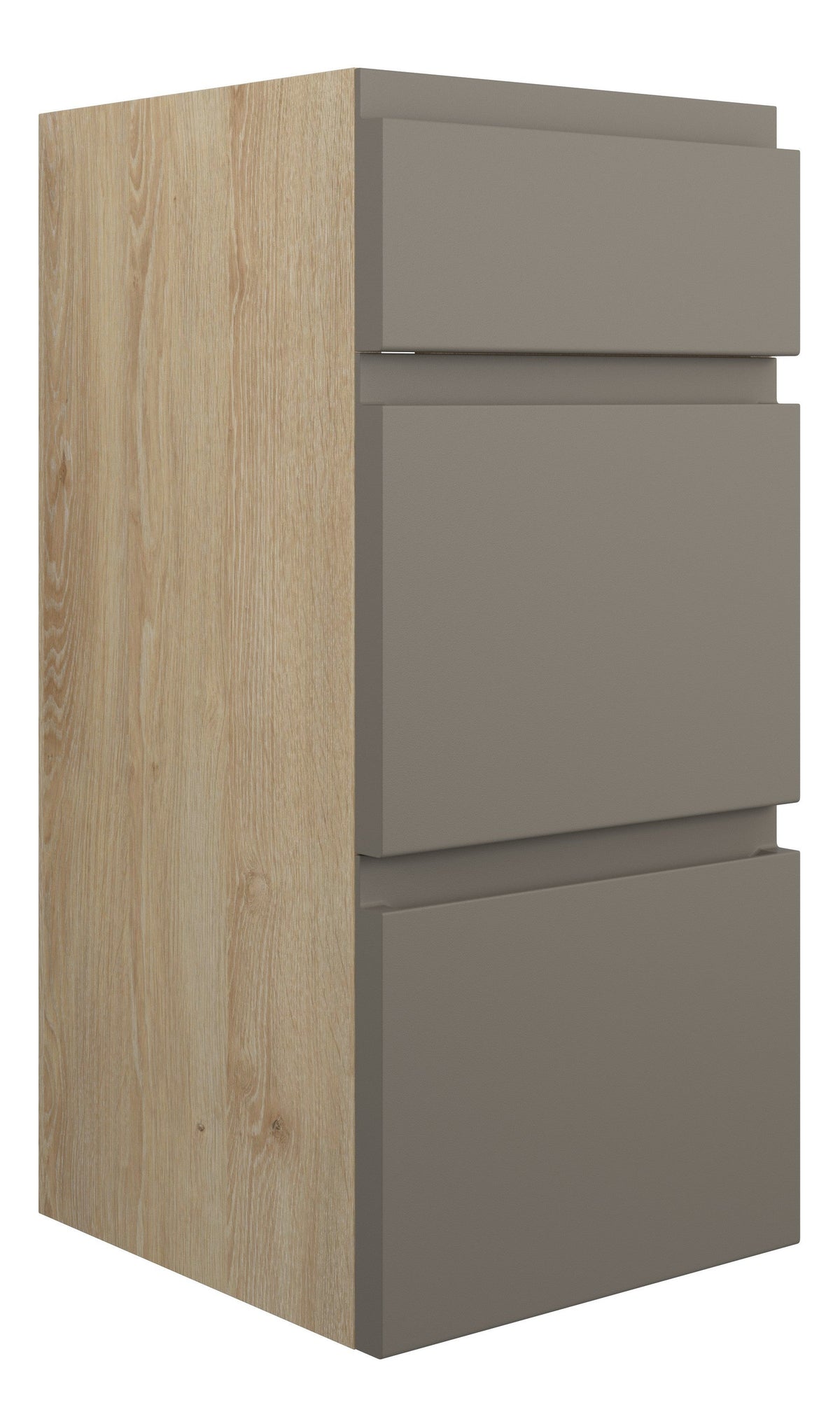 Cauvery 300mm Standard 3 Drawer Unit - Matt Stone (Oak Cab)