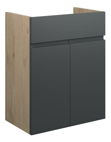 Cauvery 500mm Standard Basin Unit - Matt Graphite Grey (Oak Cab)